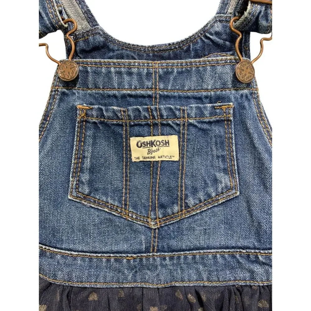 Size 5T OshKosh B'Gosh Girls Tutu Overall Dress Sparkle Heart